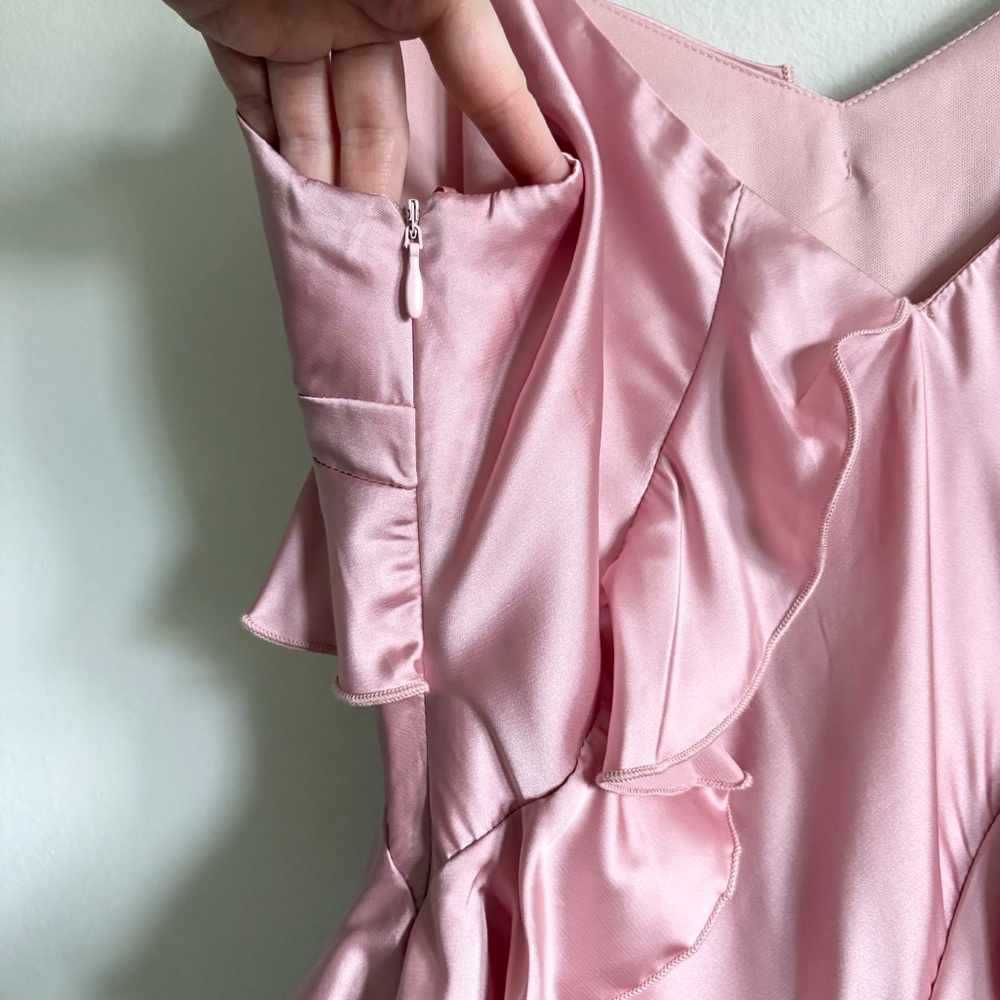 Petal + Pup Ciao Ruffles Maxi Satin Dress in Pink NEW - Picture 7 of 8